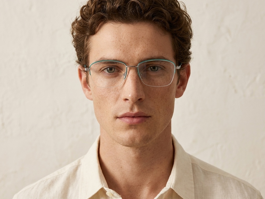 BS2012-3419_Green_Semi-rimless_Metal_Glasses-tryon_male