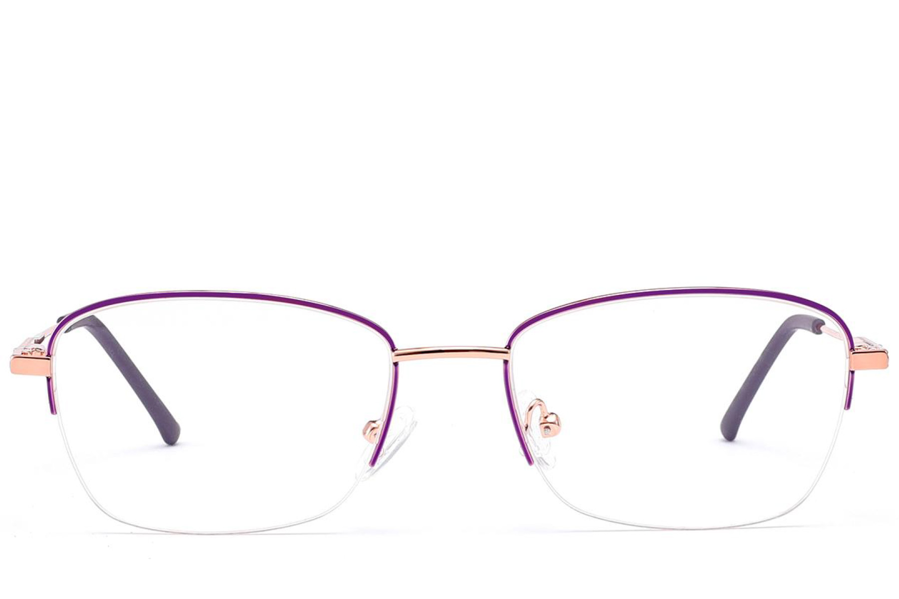 BS2012-3420_Purple_Semi-rimless_Metal_Glasses_front