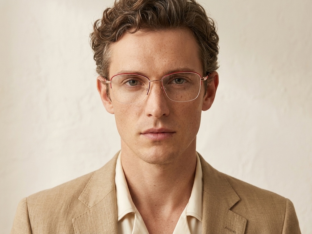 BS2012-3421_Red_Semi-rimless_Metal_Glasses-tryon_male