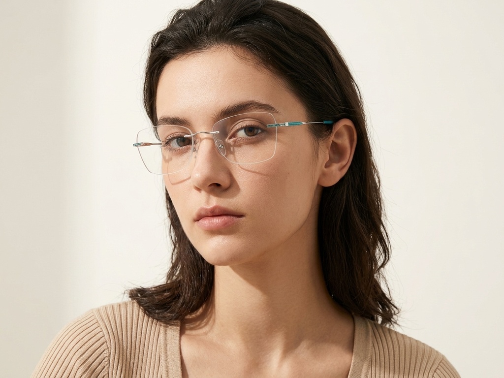 BS2012-3427_Green_Invisible_Metal_Glasses-tryon_female