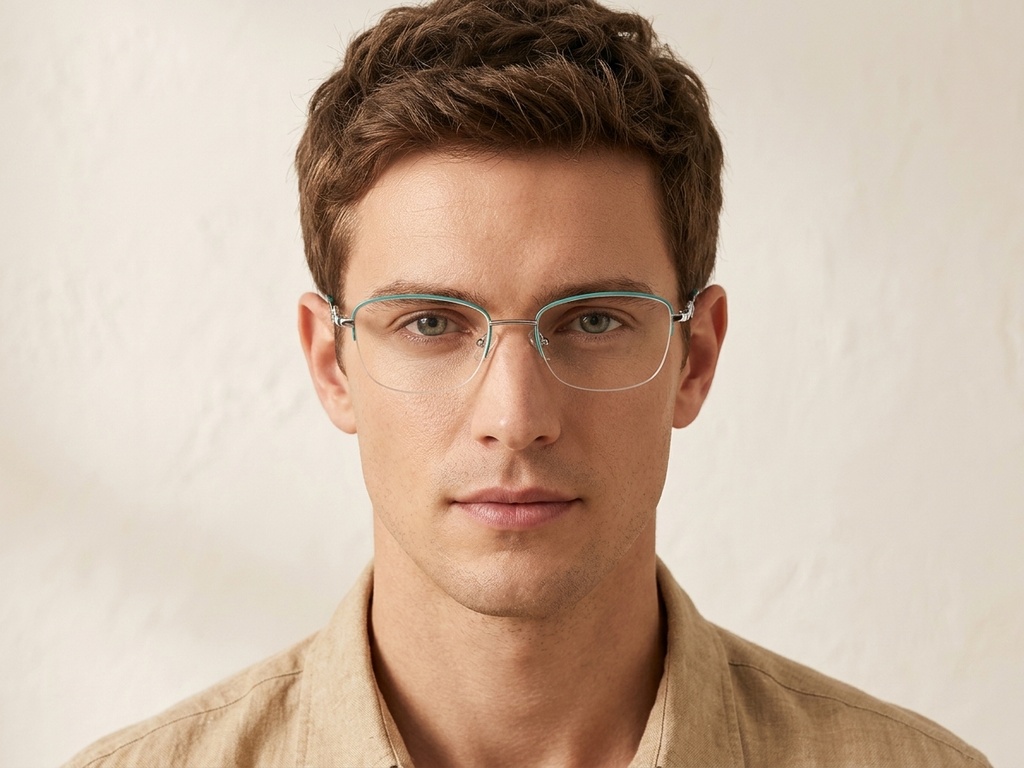 BS2012-3454_Green_Semi-rimless_Metal_Glasses-tryon_male