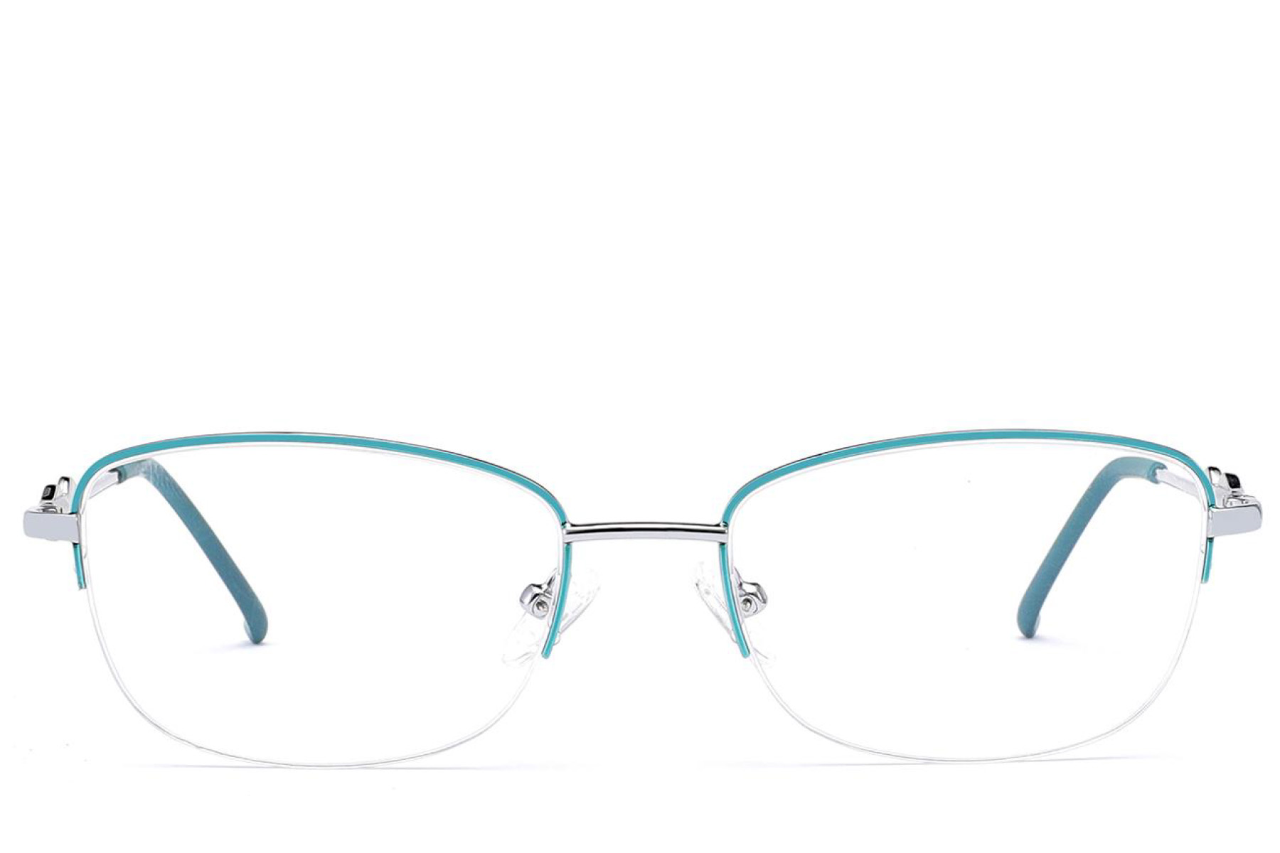 BS2012-3454_Green_Semi-rimless_Metal_Glasses_front