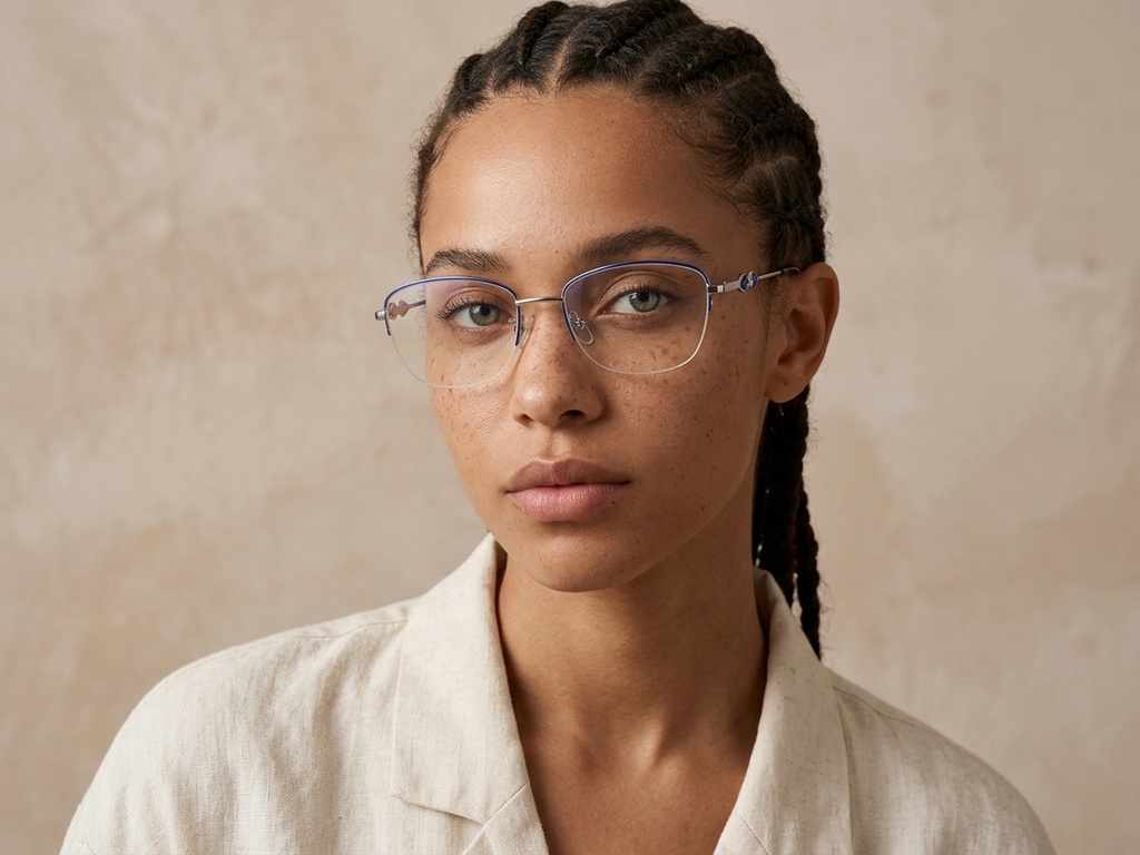 BS2012-3455_Blue_Semi-rimless_Metal_Glasses-tryon_female