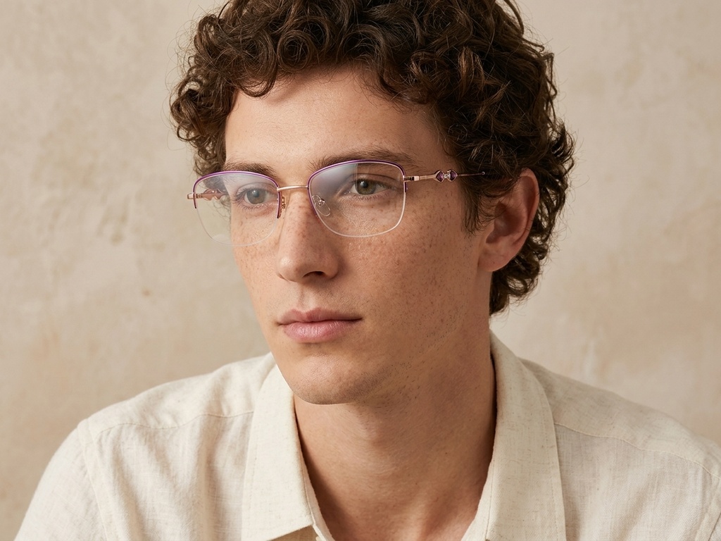 BS2012-3457_Purple_Semi-rimless_Metal_Glasses-tryon_male