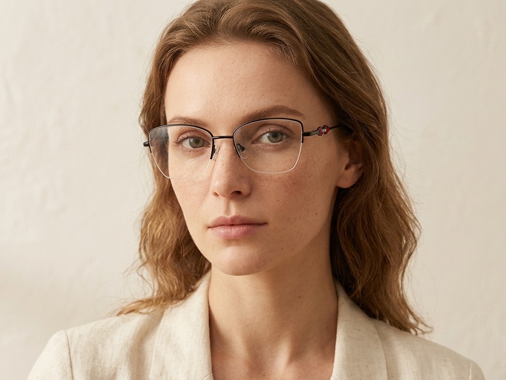 BS2012-3458_Black_Semi-rimless_Metal_Glasses-tryon_female