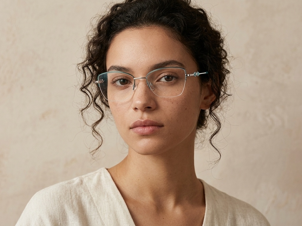 BS2012-3459_Green_Semi-rimless_Metal_Glasses-tryon_female