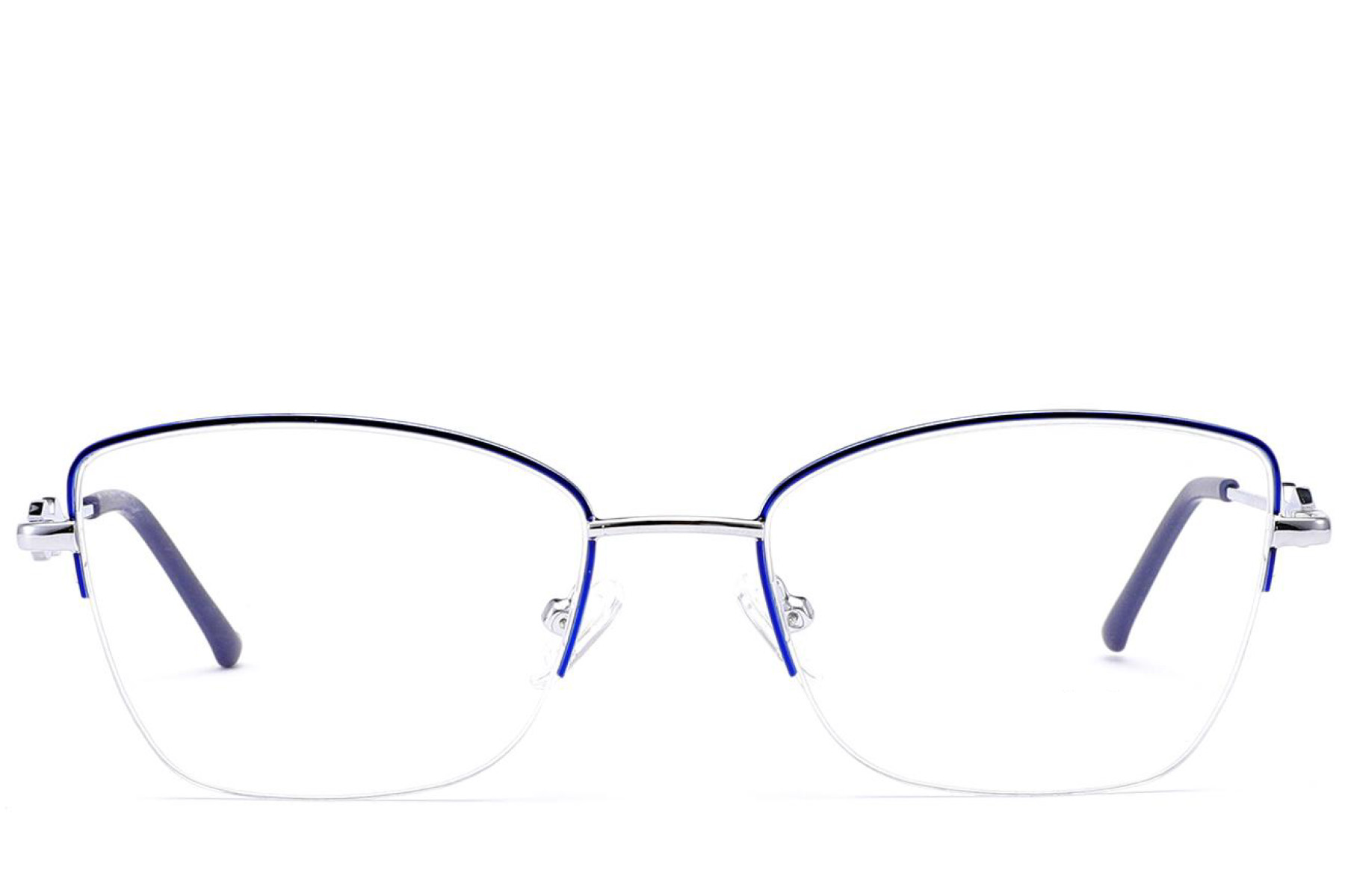 BS2012-3460_Blue_Semi-rimless_Metal_Glasses_front