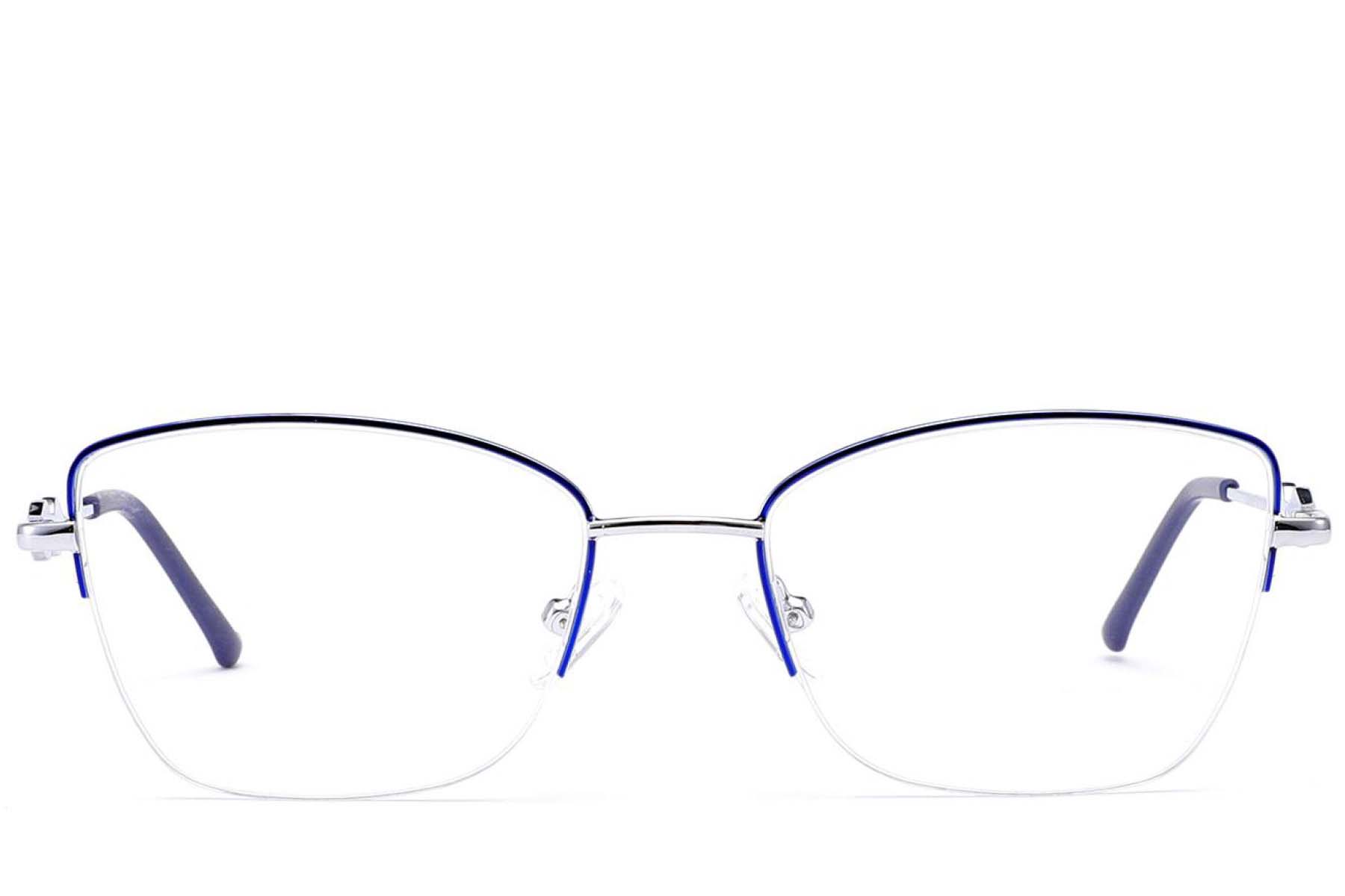 BS2012-3460_Blue_Semi-rimless_Metal_Glasses_front