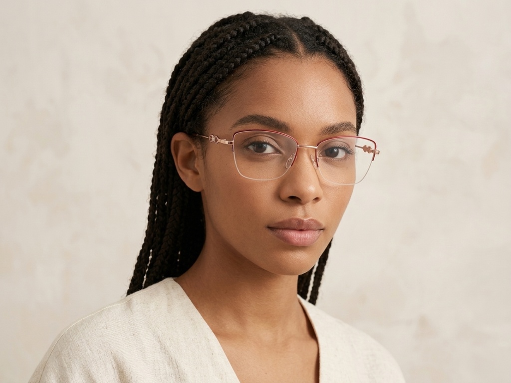 BS2012-3461_Red_Semi-rimless_Metal_Glasses-tryon_female