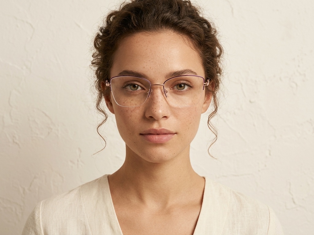 BS2012-3462_Purple_Semi-rimless_Metal_Glasses-tryon_female