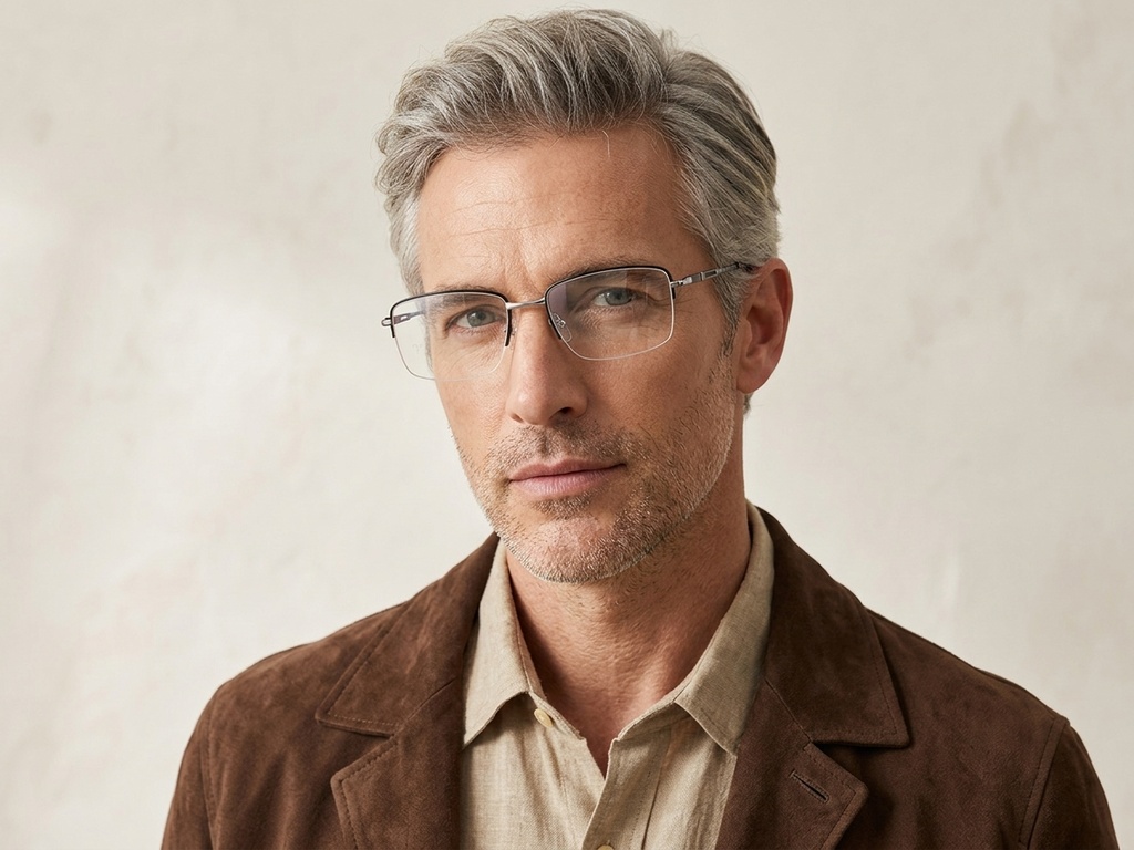 BS2012-3483_Black_Semi-rimless_Metal_Glasses-tryon_male