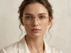 BS2012-3513_Golden_Semi-rimless_Metal_Glasses-tryon_female