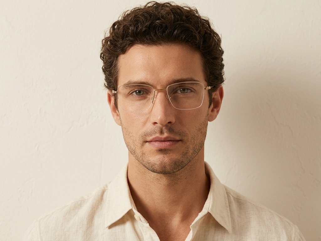 BS2012-3513_Golden_Semi-rimless_Metal_Glasses-tryon_male
