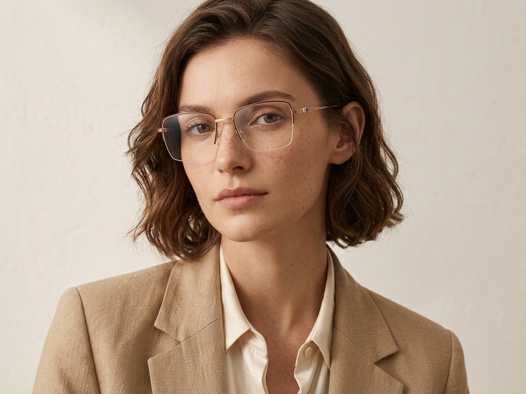 BS2012-3514_Black_Semi-rimless_Metal_Glasses-tryon_female