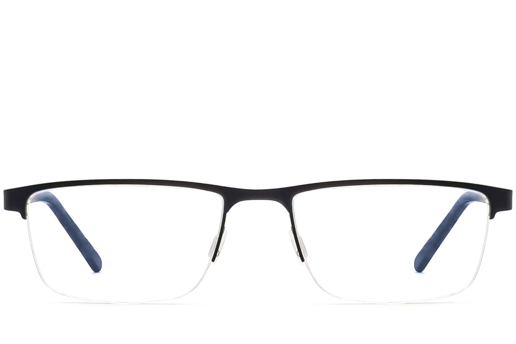 BS2012-3603_Black_Semi-rimless_Metal_Glasses_front
