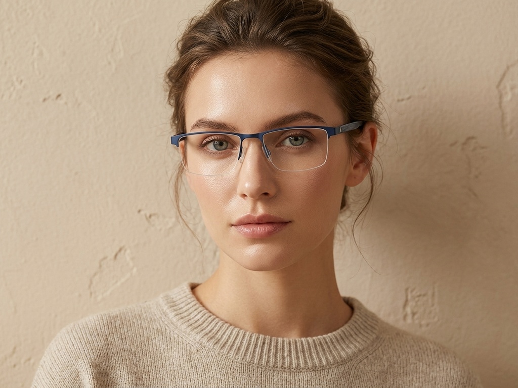 BS2012-3604_Blue_Semi-rimless_Metal_Glasses-tryon_female