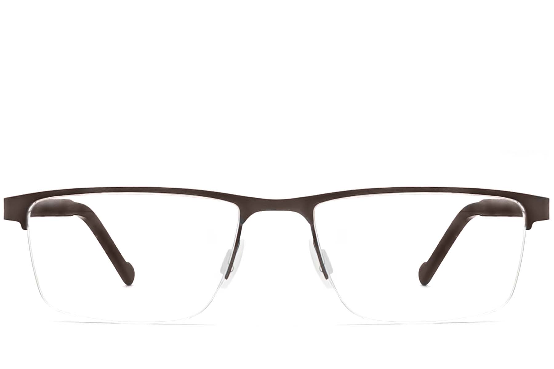 BS2012-3605_Brown_Semi-rimless_Metal_Glasses_front