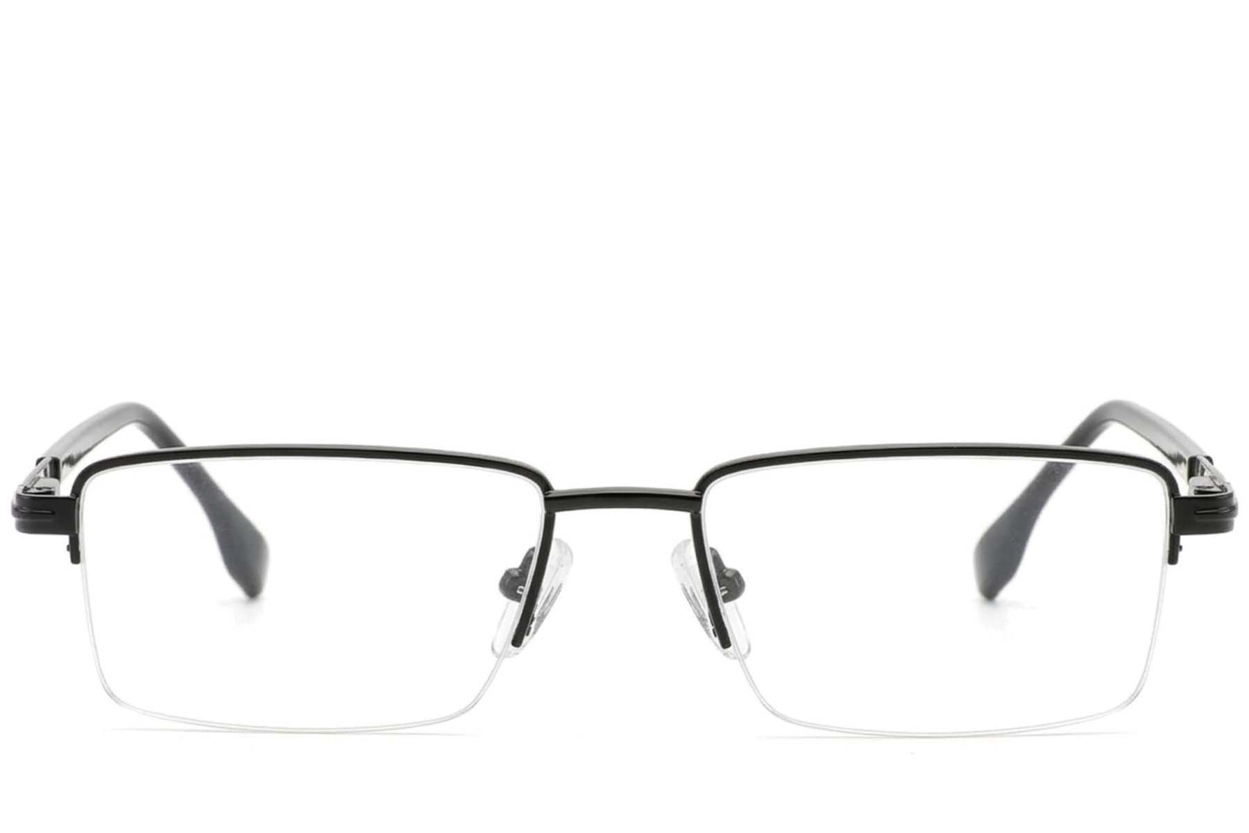 BS2012-4317_Black_Semi-rimless_Metal_Glasses-front