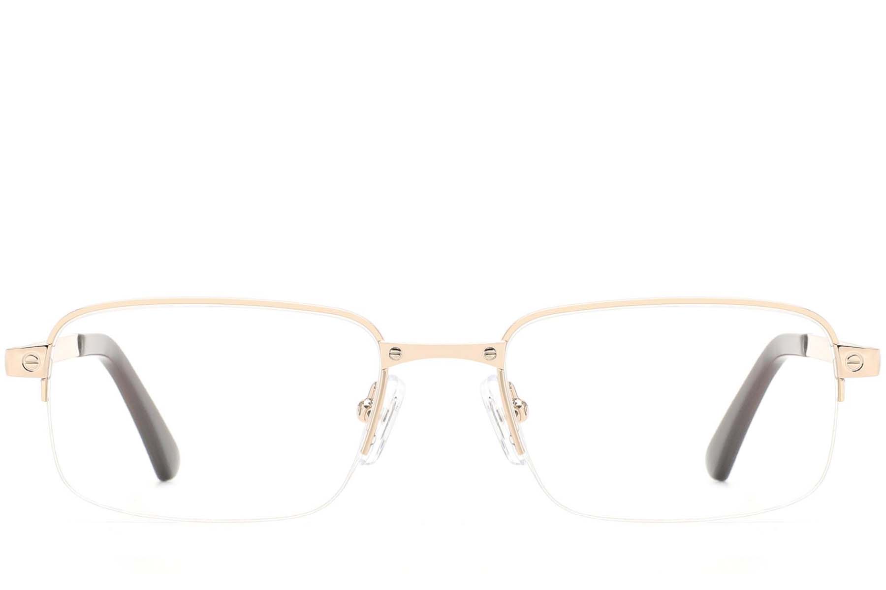 BS2012-4358_Golden_Semi-rimless_Metal_Glasses_front