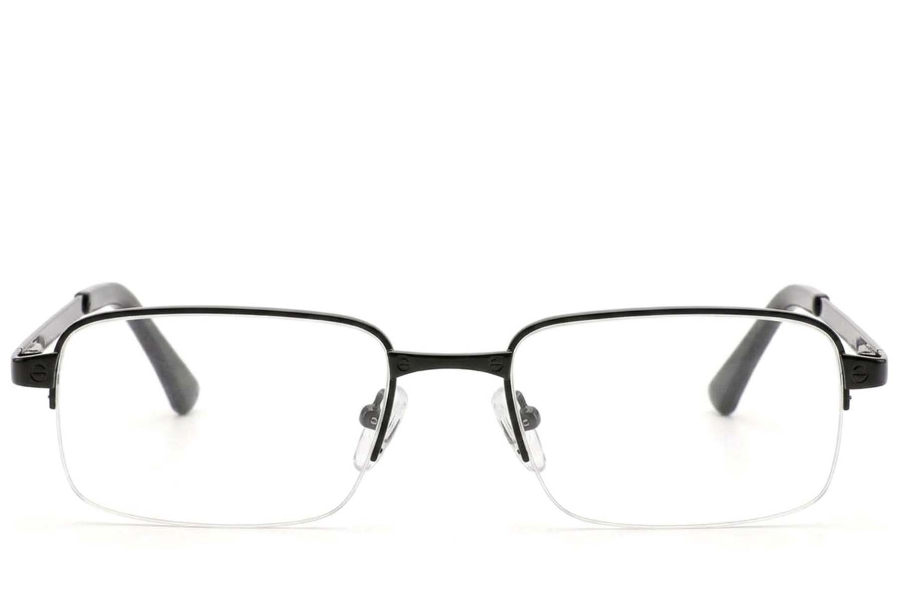 BS2012-4360_Black_Semi-rimless_Metal_Glasses-front