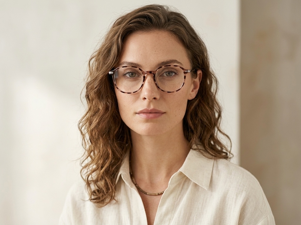 BS218-0517_Brown_Oval_TR90_Glasses_corner-tryon_female