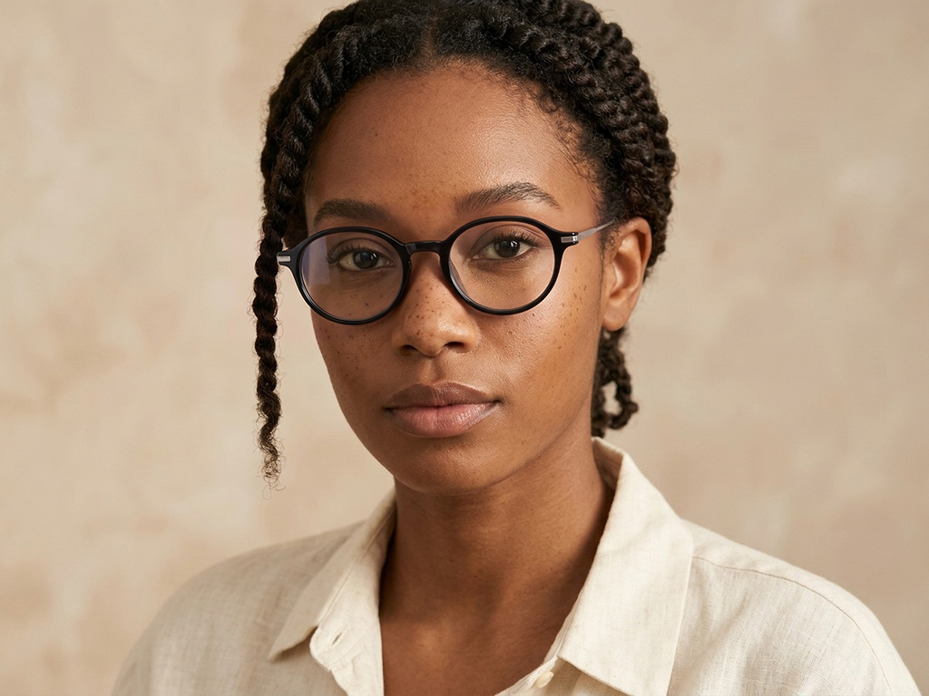 BS218-0519_Black_Oval_TR90_Glasses_corner-tryon_female