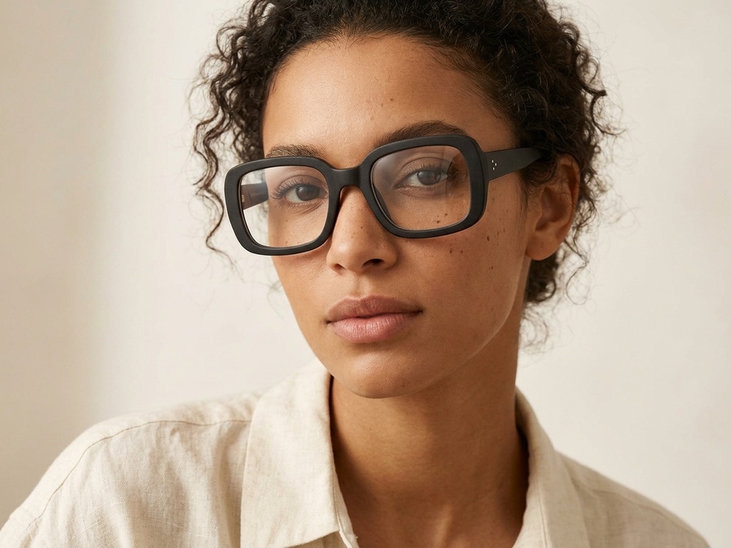 BS218-0557_Black_Rectangular_Acetate_Glasses_corner-tryon_female