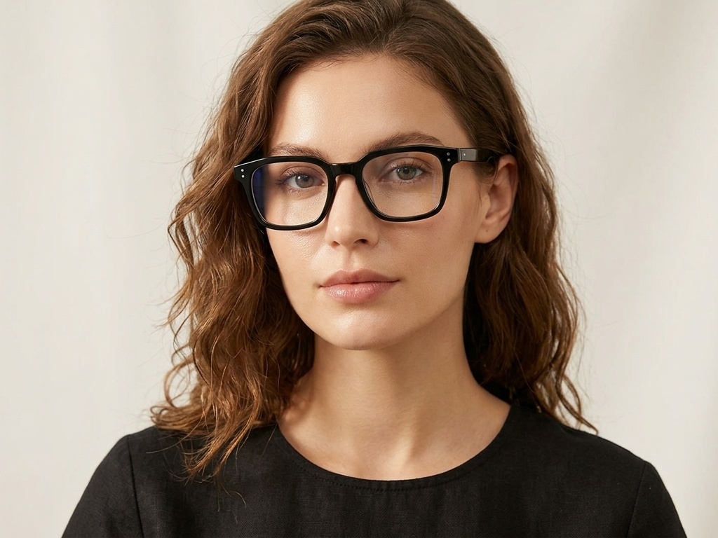 BS218-0593_Black_Rectangular_Acetate_Glasses_corner-tryon_female