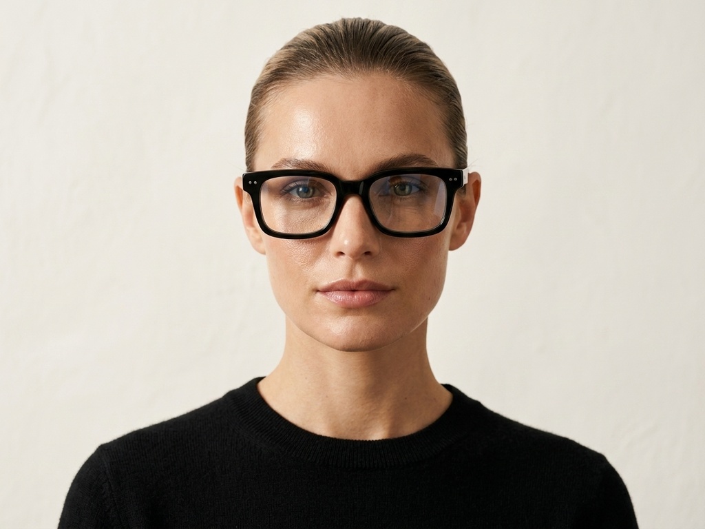 BS218-0608_Black_Rectangular_Acetate_Glasses_corner-tryon_female