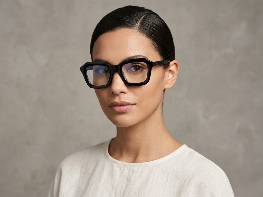 BS218-0628_Black_Rectangular_Acetate_Glasses_corner-tryon_female