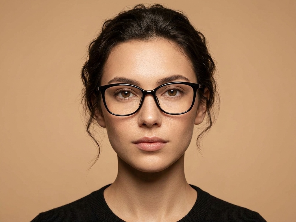 BS218-0755_Black_Oval_TR90_Glasses-tryon_female