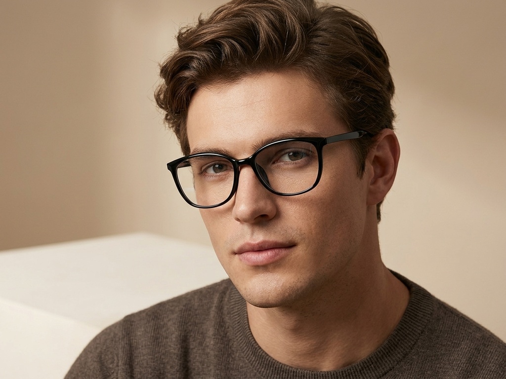BS218-0755_Black_Oval_TR90_Glasses-tryon_male