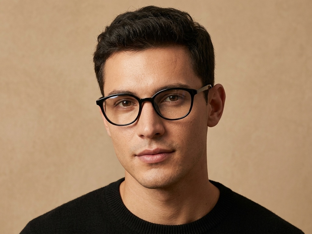 BS218-0775_Black_Oval_TR90_Glasses-tryon_male