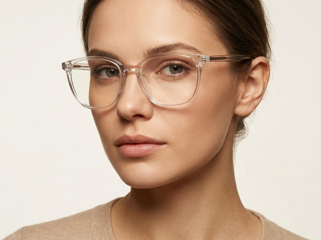 BS218-0804_Transparent_Rectangular_TR90_Glasses-tryon_female