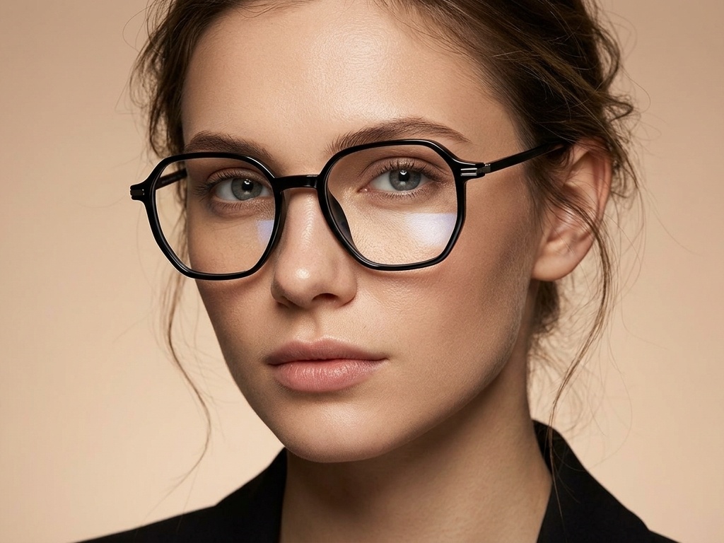 BS218-0830_Black_Geometric_TR90_Glasses-tryon_female