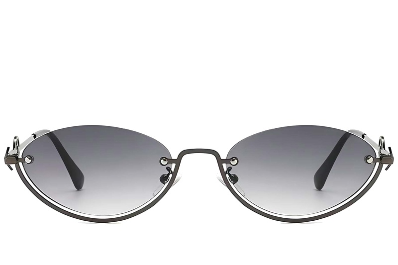BS225-0029_Grey_Semi-rimless_Metal_Sunglasses-front