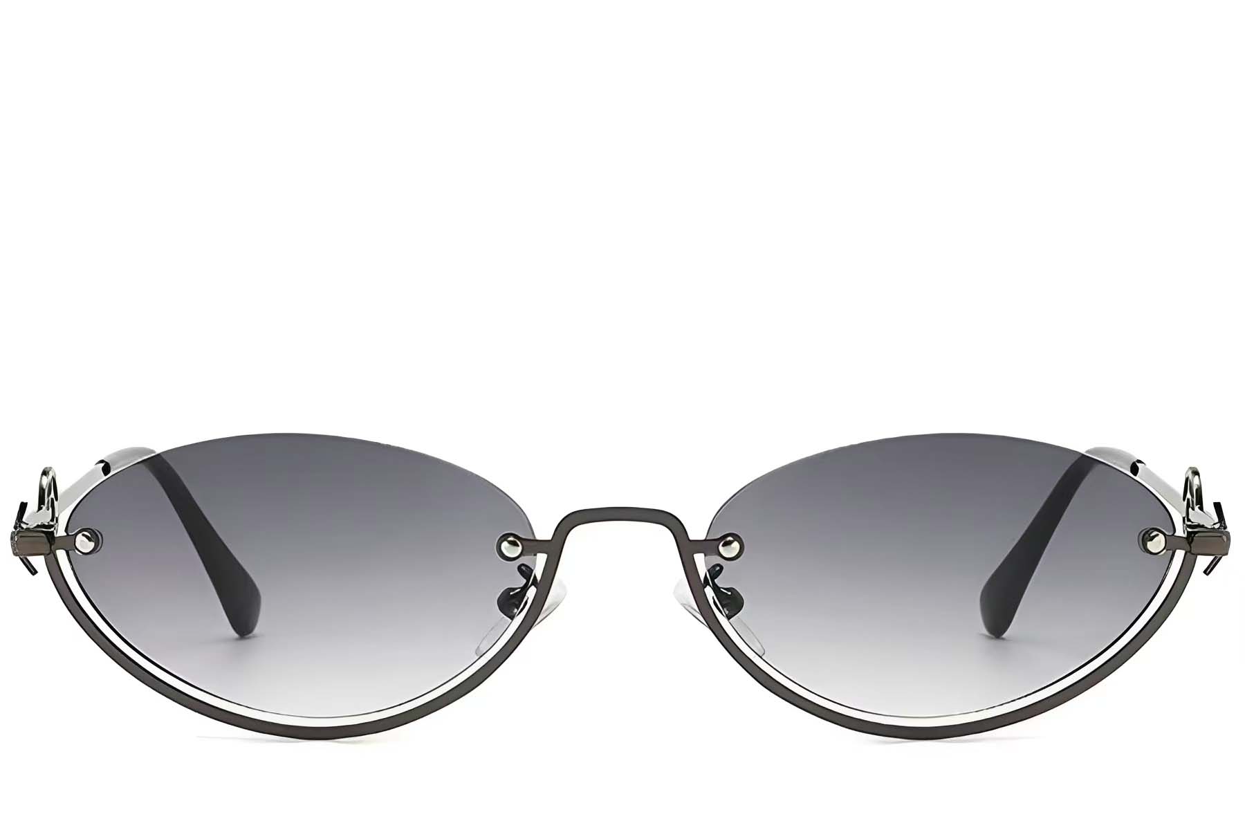 BS225-0029_Grey_Semi-rimless_Metal_Sunglasses_front