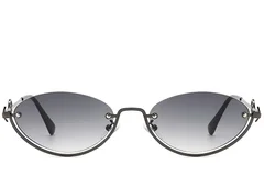 BS225-0029_Grey_Semi-rimless_Metal_Sunglasses_front