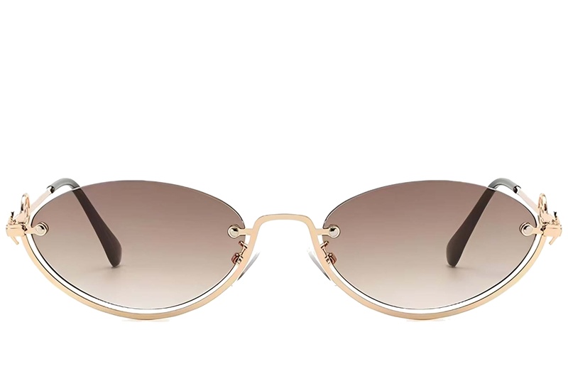 BS225-0030_Golden_Semi-rimless_Metal_Sunglasses-front