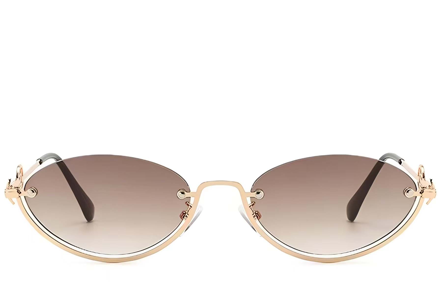 BS225-0030_Golden_Semi-rimless_Metal_Sunglasses_front