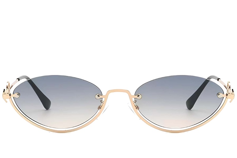 BS225-0031_Golden_Semi-rimless_Metal_Sunglasses-front