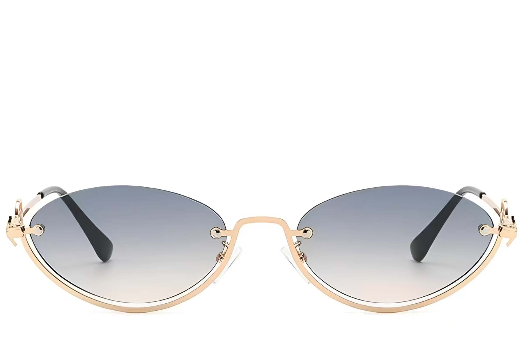 BS225-0031_Golden_Semi-rimless_Metal_Sunglasses_front