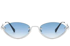 BS225-0032_Silver_Semi-rimless_Metal_Sunglasses-front