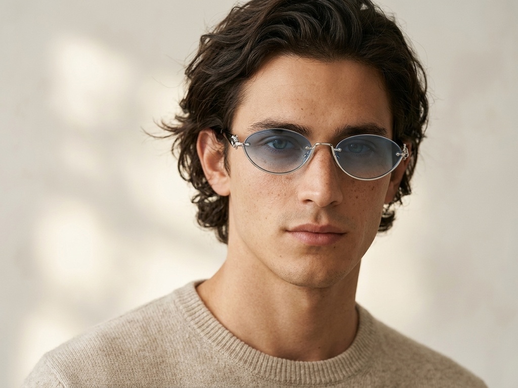 BS225-0032_Silver_Semi-rimless_Metal_Sunglasses-tryon_male