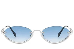 BS225-0032_Silver_Semi-rimless_Metal_Sunglasses_front