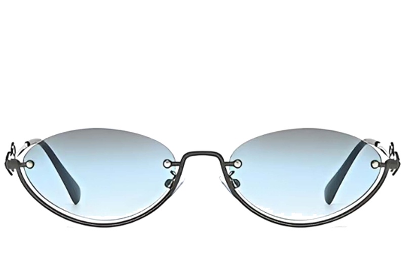 BS225-0033_Grey_Semi-rimless_Metal_Sunglasses-front