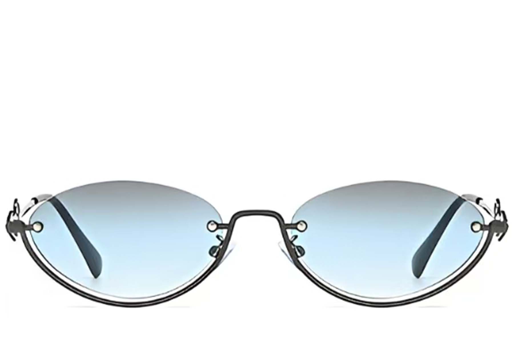 BS225-0033_Grey_Semi-rimless_Metal_Sunglasses_front