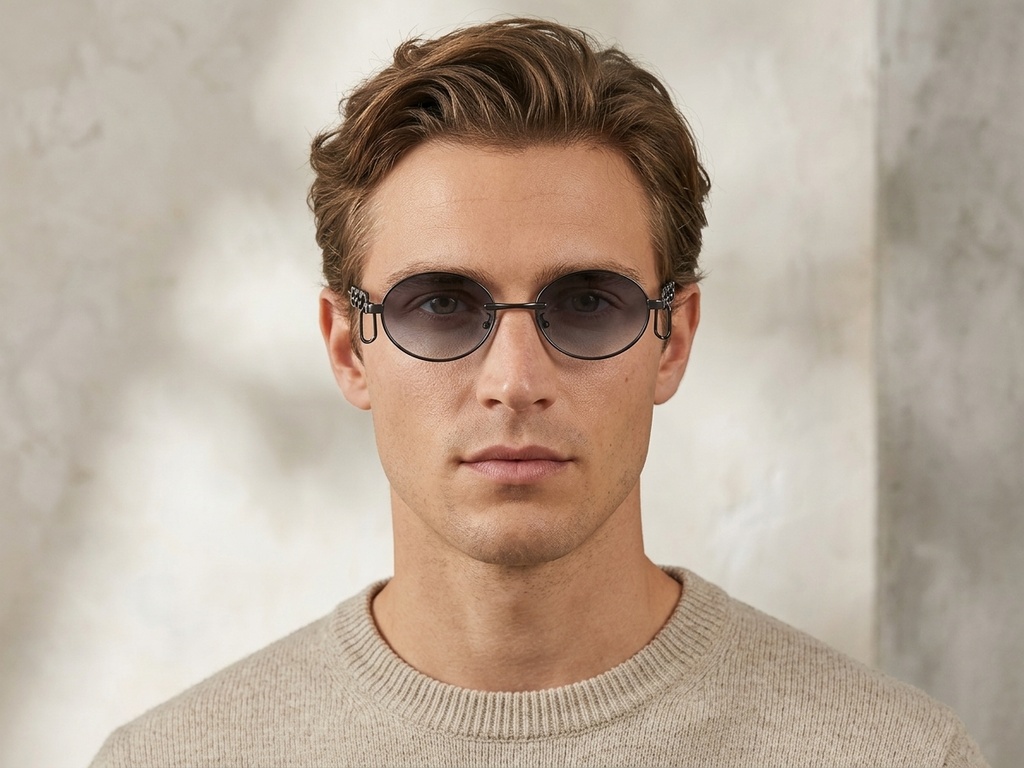 BS225-0040_Grey_Oval_Metal_Sunglasses-tryon_male