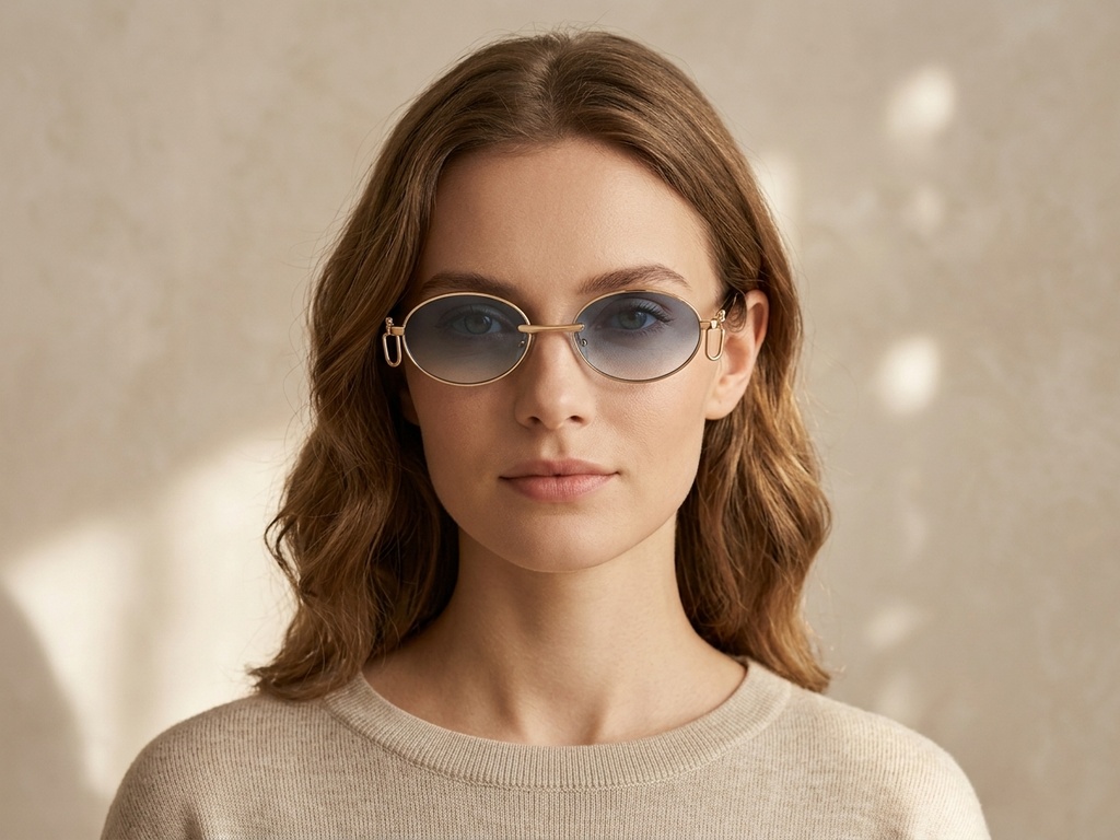 BS225-0042_Golden_Oval_Metal_Sunglasses-tryon_female