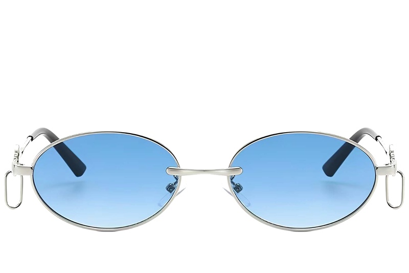 BS225-0043_Silver_Oval_Metal_Sunglasses-front